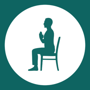 Eine VAYANA Grafik von einem Mann, der auf einem Stuhl sitzt, und die Hände vor der Brust hält