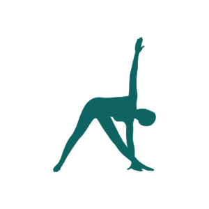 Eine VAYANA Grafik von einem Menschen, der die Yoga-Asana Dreieck praktiziert