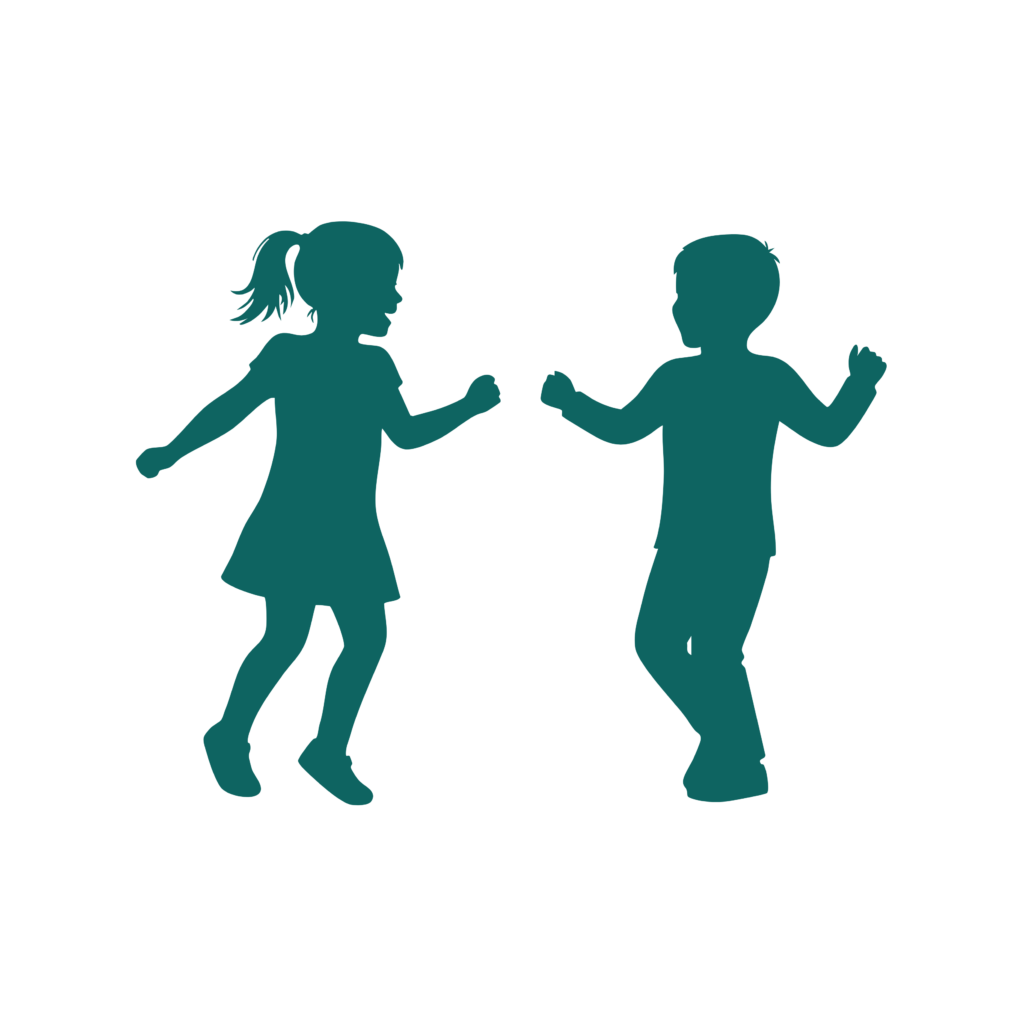 Eine VAYANA Grafik von zwei tanzenden Kindern