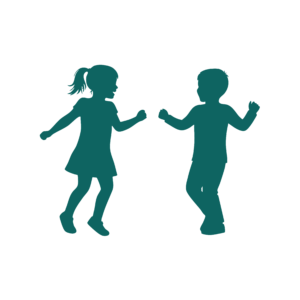 Eine VAYANA Grafik von zwei tanzenden Kindern