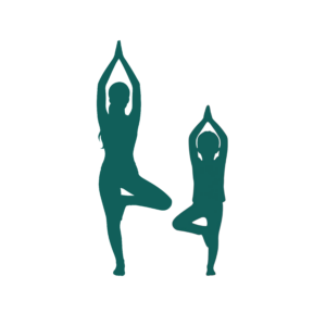 Eine VAYANA Grafik von einem Erwachsenen und einem Kind in der Baum-Asana